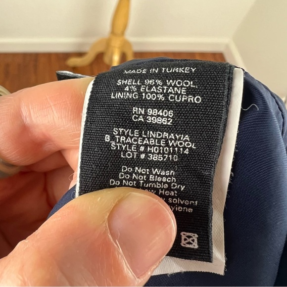 Theory Nocturne Navy Blue Good Wool Open Front Lindrayia Blazer Jacket Size 10 - Picture 8 of 8